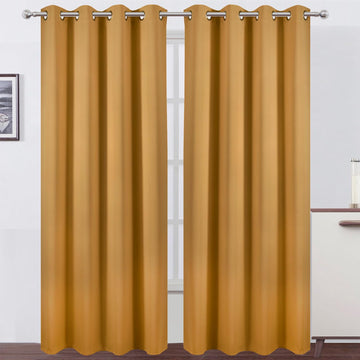 Blackout Curtains 52 x 84 inches Long Mustard Yellow Curtains Set of 2 Panels Thermal Insulated Room Darkening