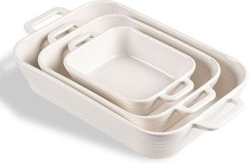 Relief Casserole Dishes for Oven, Ceramic 9x13 Pans Set for Cooking, Cake, Banquet and Daily Use, Rectangular