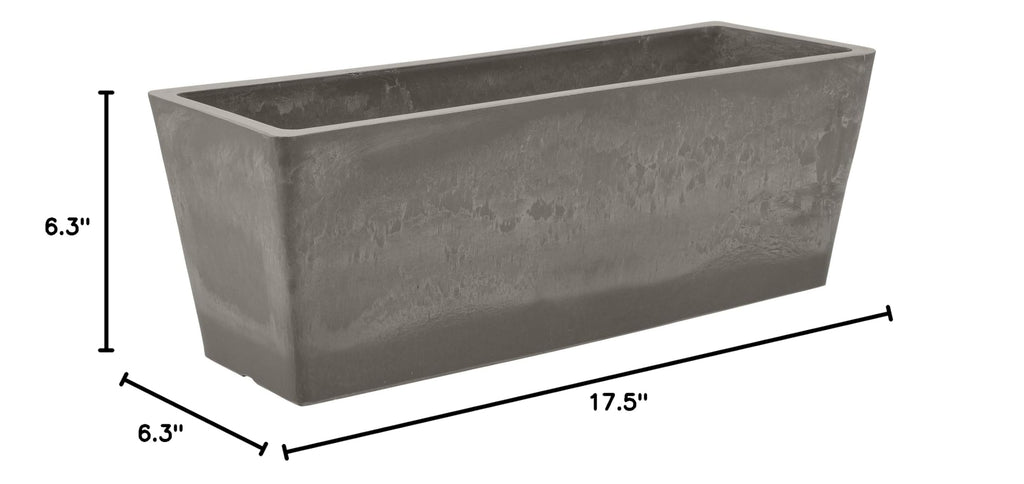 PSW Pot Collection [17.5 inch] Plastic/Stone/Wood Composite Window Box Rectangular Planter - No Drainage Hole