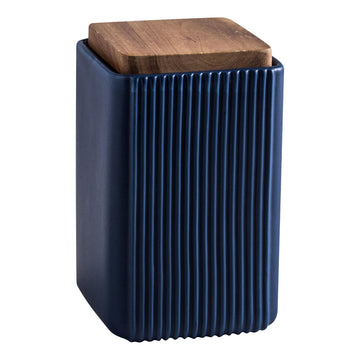 Ceramic Storage Jars Modern Airtight Coffee Canisters With Lid (Blue, Large size, 17cm*10cm)