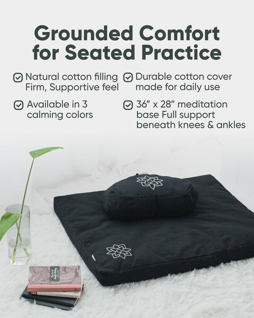 Zabuton Meditation Mat - Cotton Filled Yoga and Meditation Pad - Zabuton Meditation Cushion for Kneeling and Sitting