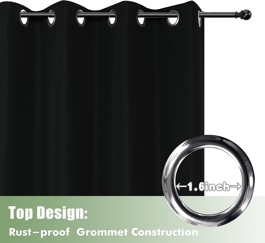 Black Patio Outdoor Curtains Waterproof for Balcony,Cabana 6 Pack 54x84 | Porch Pergola Outdoor Blinds, Weatherproof