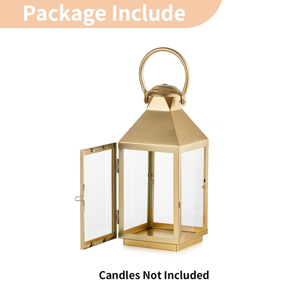 Gold Lanterns Decorative for Wedding, 11.2 Inch Lantern Decor