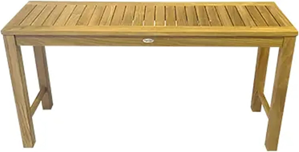 Console Table, 18x60-Inch Rectangular Wooden Outdoor Teak Table, Contemporary Outdoor Furniture for Deck, Garden