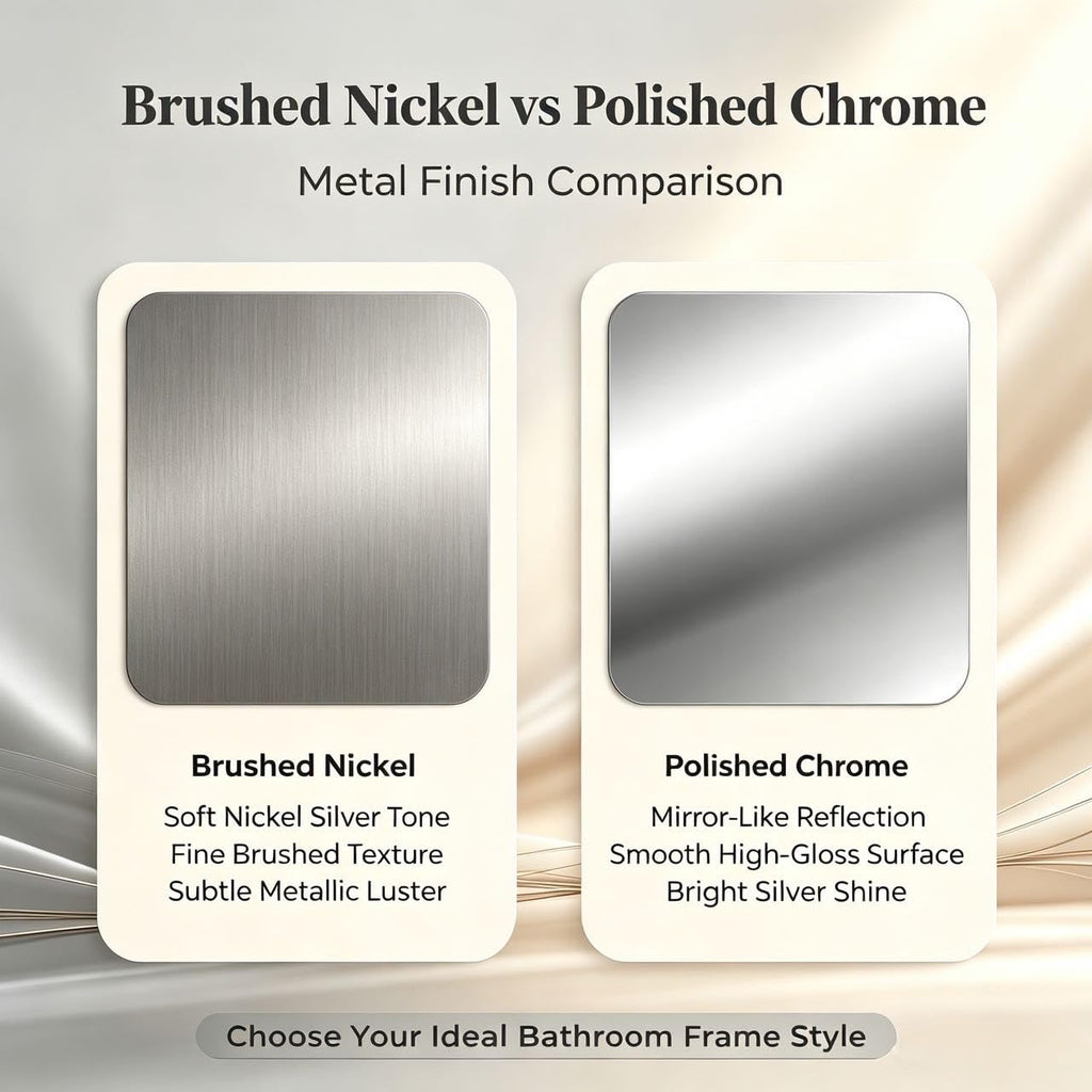 Brushed Nickel Asymmetrical Wall Mirror, 24x32 Inch Bathroom Vanity Mirror, Butterfly Shaped Designer Mirror Ideal