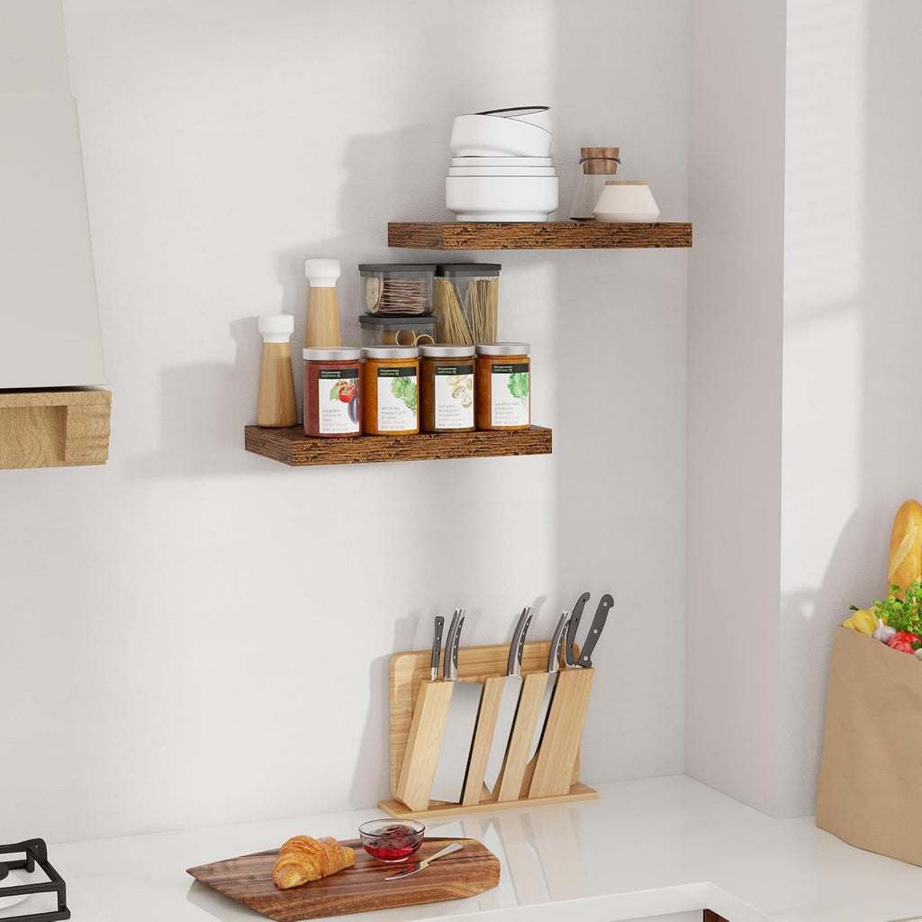 Floating Shelves for Wall, 16 in Rustic Wooden Wall Shelves