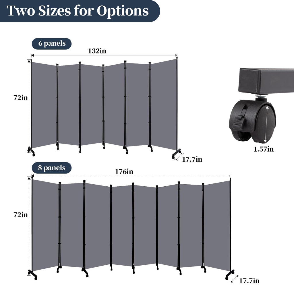 Room Divider 6 Panel-176''Wide Folding Privacy Screen, Large Partition Wall