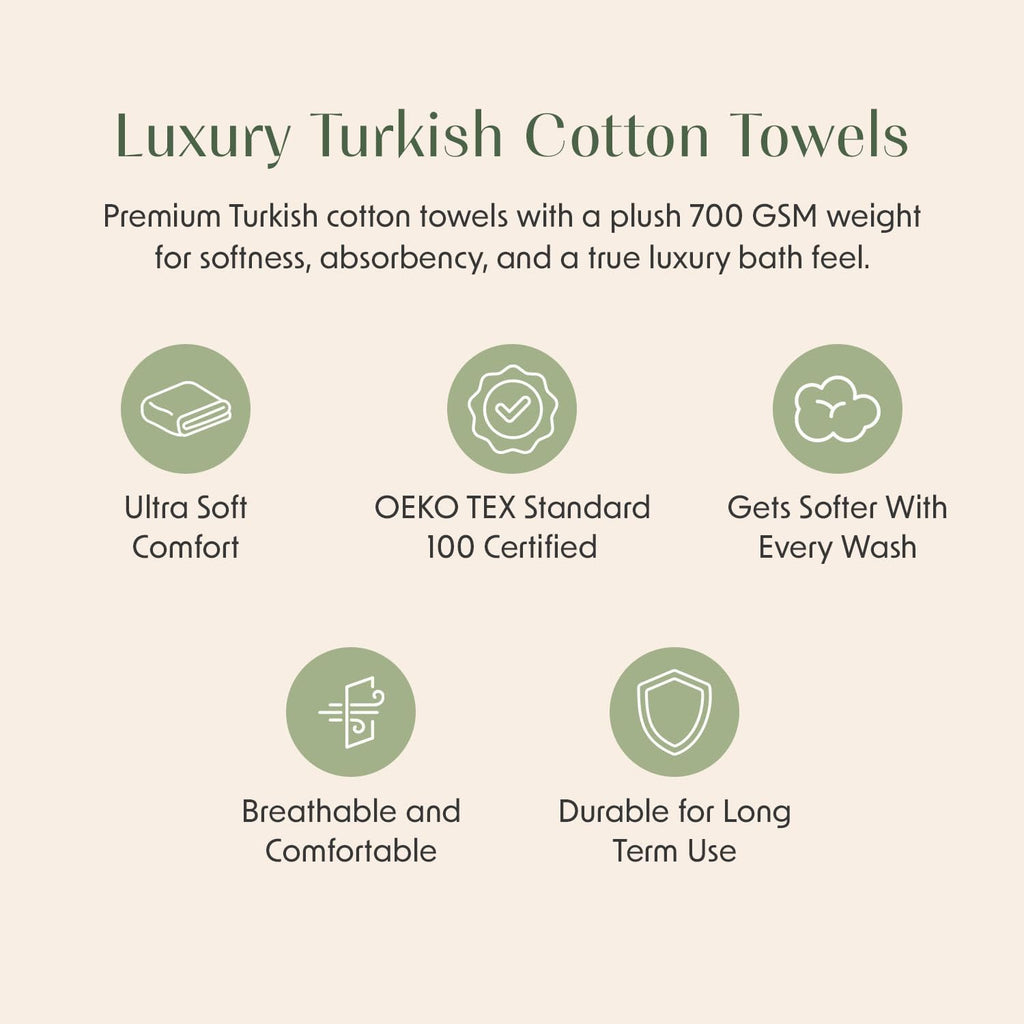 Luxury Turkish Cotton Bath Towels Set | 2-Pack | Grey | 100% Turkish Cotton | Premium Bath Towels | Ultra Soft Thick