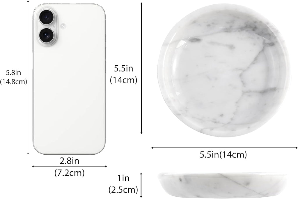 Small Natural Marble Jewelry Tray Key Plate Holder Dish Trinket Decor Catch All Bowl for Ring Earring Stone Gift