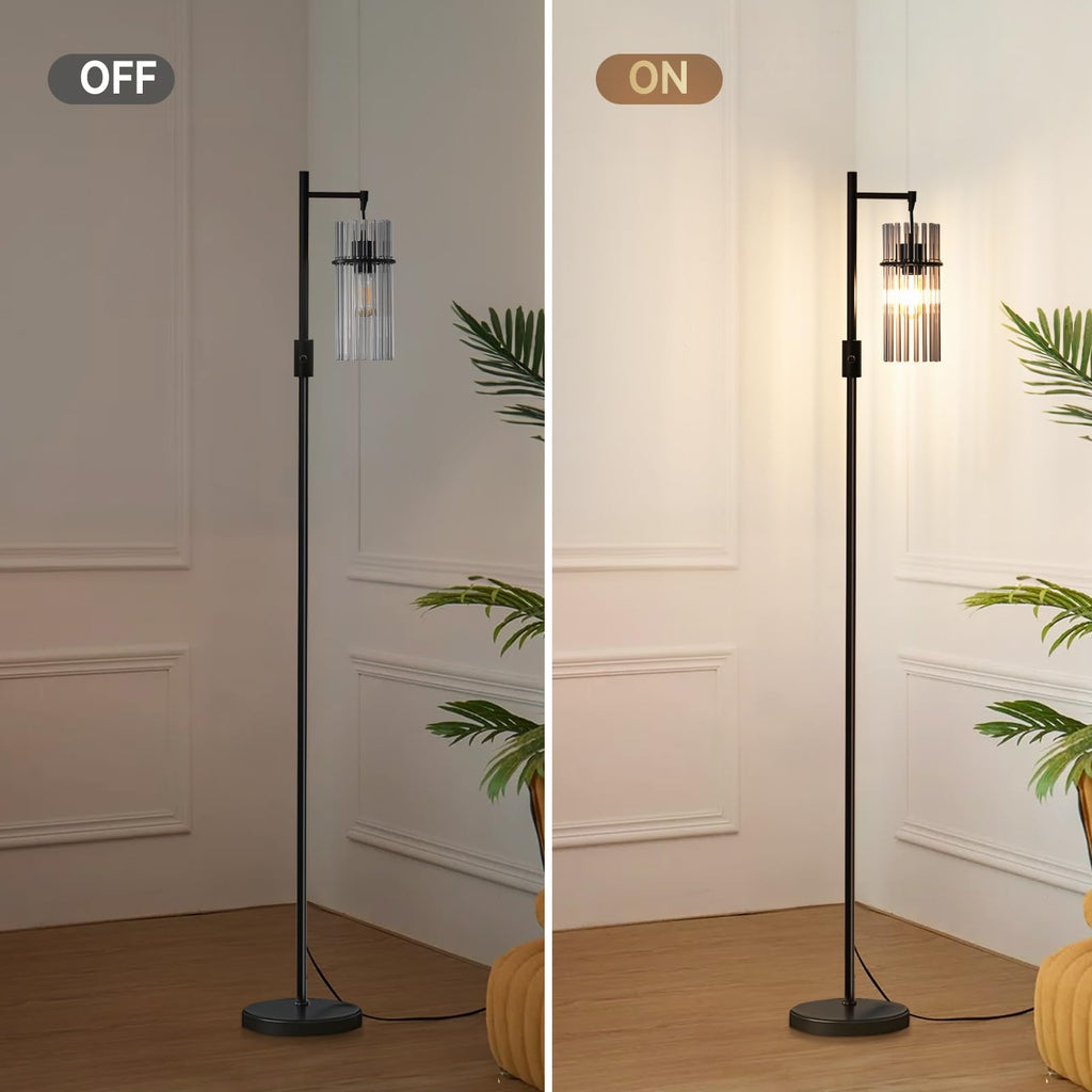 Industrial 66" Tall Modern Floor Lamp Dimmable Glass Black
