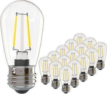 15 Pack 2W S14 LED Bulbs, 2700K Warm White