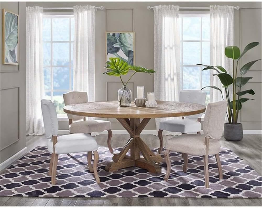 Stitch 71" Rustic Farmhouse Wood Round Kitchen and Dining Room Table, Brown