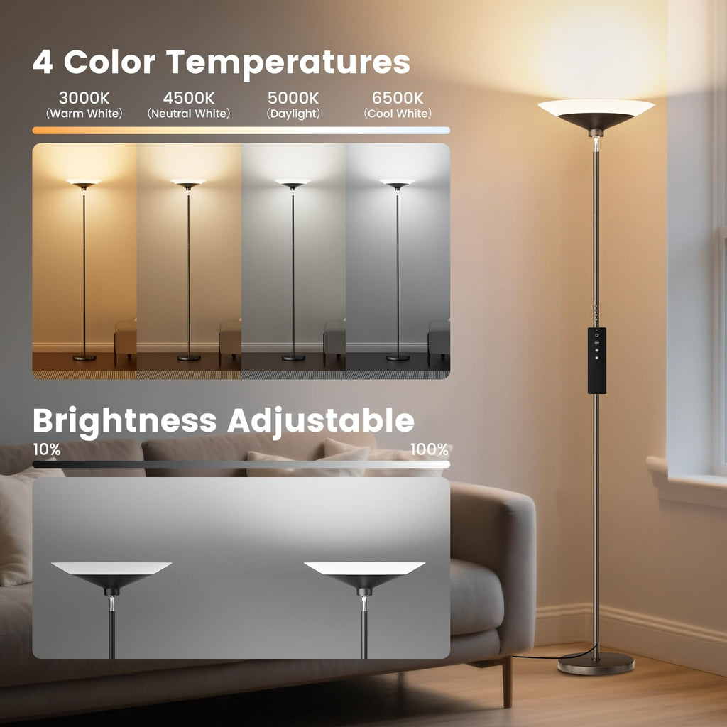 72" Torchiere Floor Lamp Black