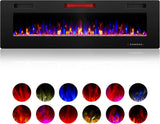 42" Electric Fireplace with Remote Ultra-Thin & Quiet Wall-Mounted Recessed Heater, Adjustable 12-Color Flame