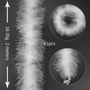 20g Turkey Feather Boa Natural Marabou Plume Trim Fluffy Soft Dyed for Wedding Decor Scarf DIY Crafts Skirt Party - 2m