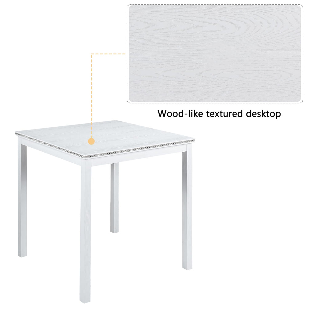 Square Dining Table for 4, Farmhouse Wood Counter Height Kitchen Table for Small Space, No Included Chairs, White