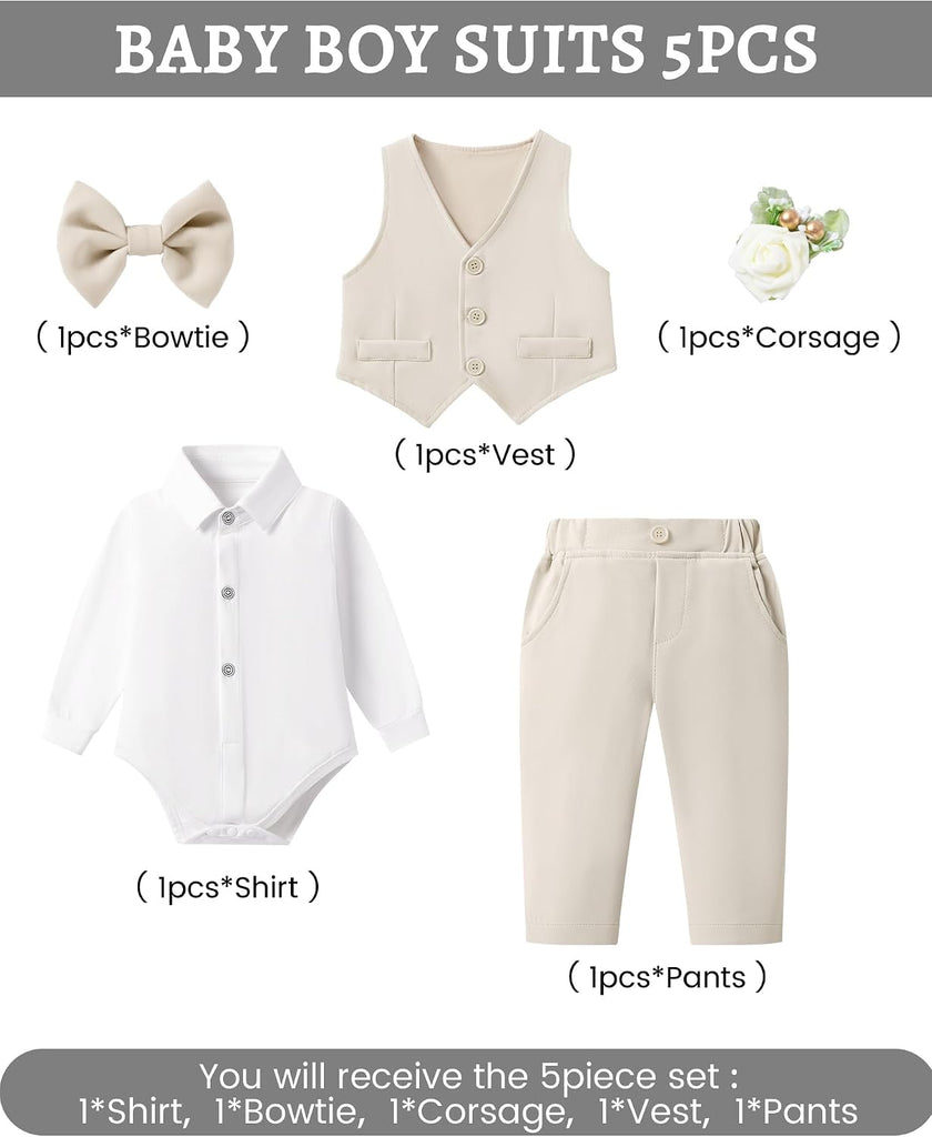 Baby Boy Baptism Outfit Suit Set Christening Formal