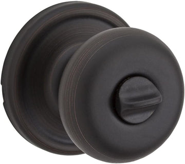 Hancock Interior Privacy Door Knob with Lock, Door Handle , Venetian Bronze Keyless Turn Lock Doorknob, with Antimicrobial Protection