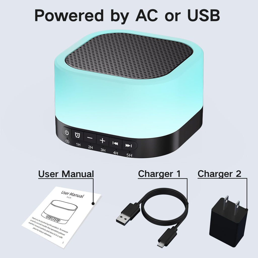 Sound Machine White Noise Machine with 25 Sounds, 12 Colors Light with 10 Adjustable Levels 32 Adjustable Volumes 5 Timers