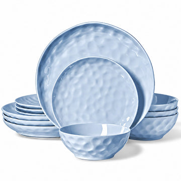 Plates and Bowls Sets, Dinnerware Set 12 Piece Service Porcelain Dinnerware for 4, for Dessert Salad and Pasta