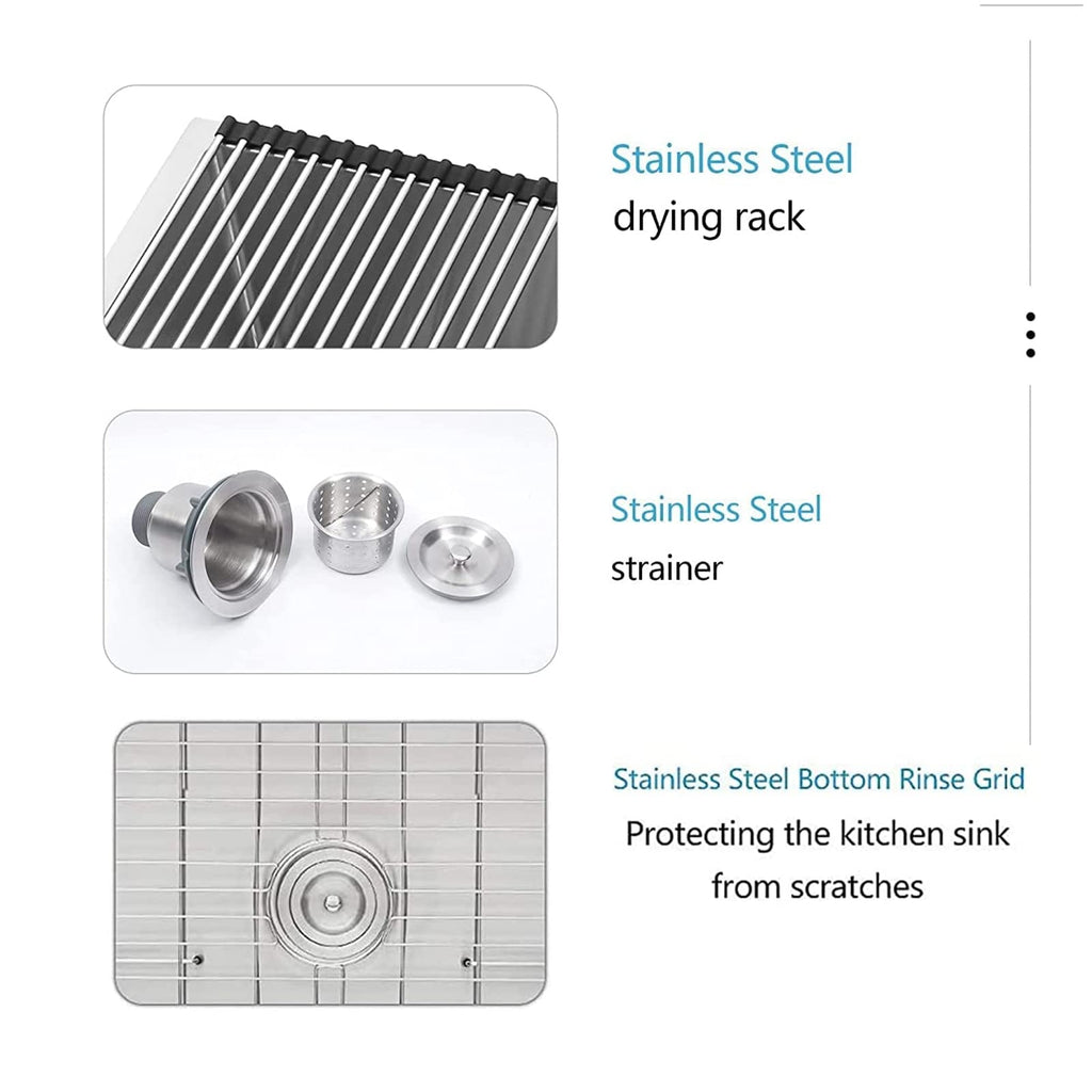 Undermount Kitchen Sinks 23 inch Small Undermount Bar Sink, 16-Gauge Stainless Steel Single Bowl Bar Prep Kitchen Sink