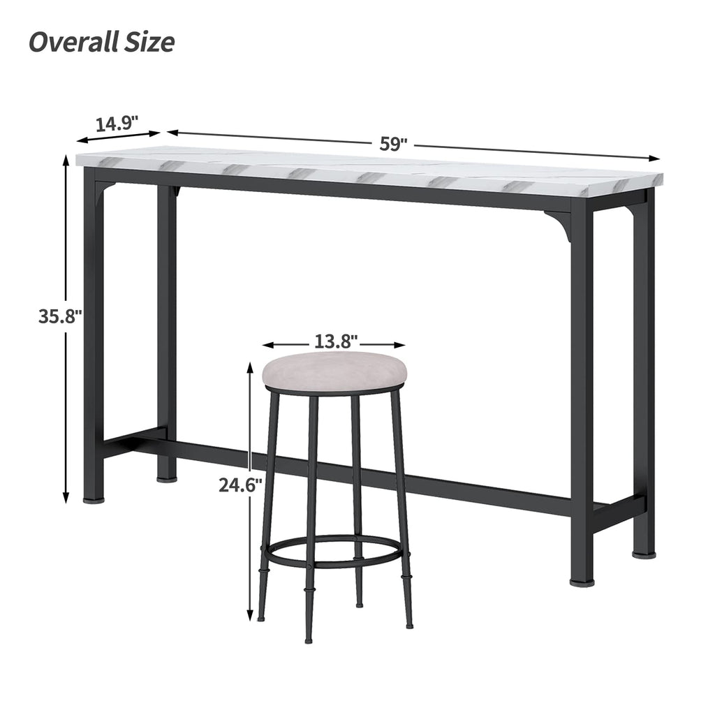 Bar Table Set for 3, 4 Piece Console Table with 3 Stools, Counter Height Kitchen Table Set with 3 Chairs for