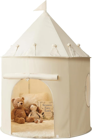 Golden Beige Kids Tent: Pop up Kids Play Tent Made by Peachskin Fabric - Toddler House for Indoor & Outdoor - Great