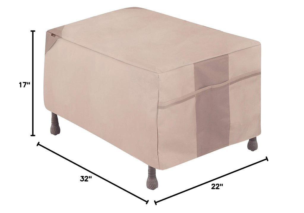 Monterey Patio Ottoman/Side Table Cover - Water-Resistant Fabric - Heavy-Duty Protection for Outdoor Deck Furniture