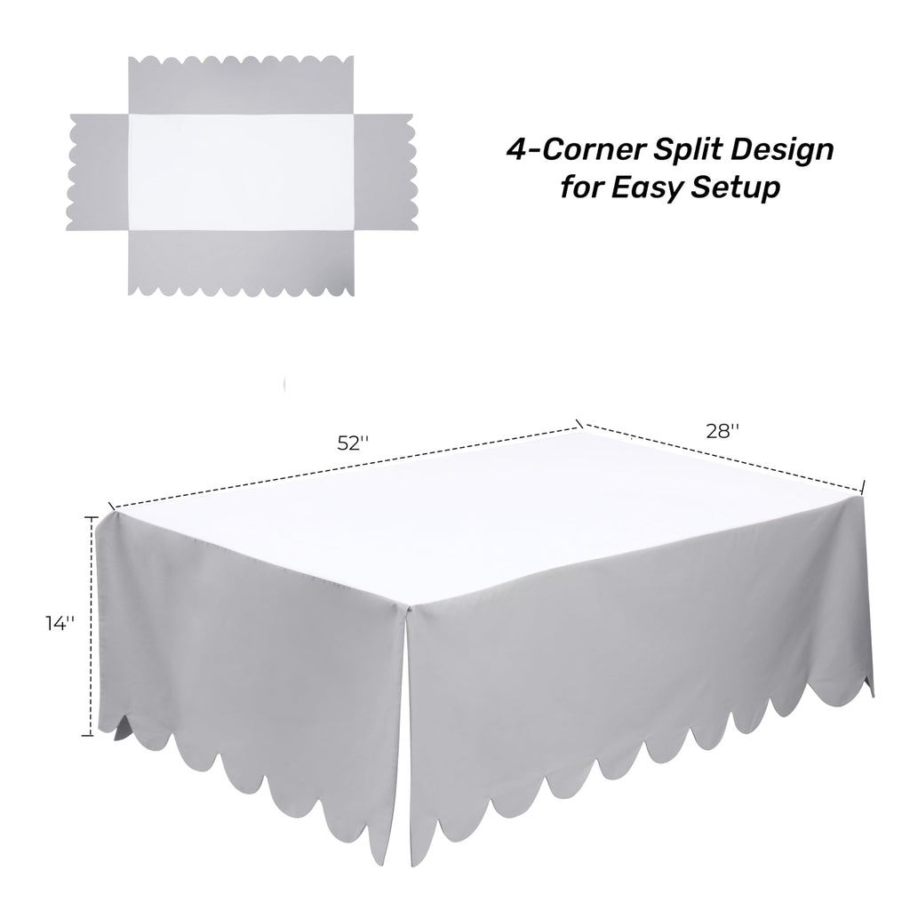Scallop Edge Crib Skirt Grey, 100% Egyptian Cotton 400 Thread Count Crib Skirt Dust Ruffle,Double