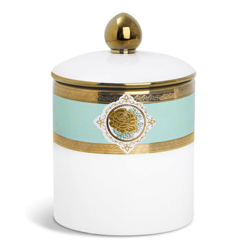 Small Porcelain Canister, Luxury Gold and Green Printing Decorative Jar, Normal Size Ceramic Container for Sugar