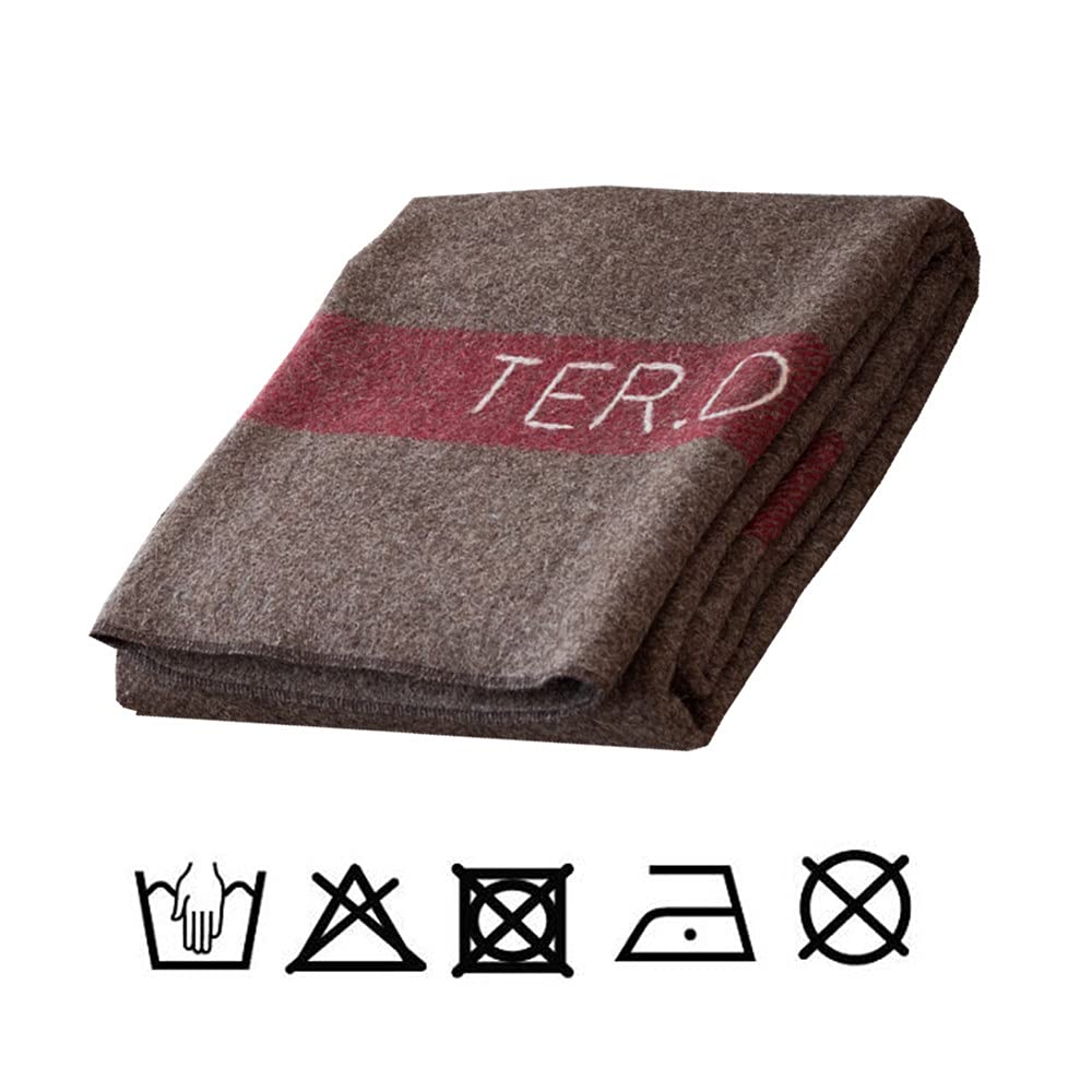 100% Wool Blanket 4.5 LBS Swiss Army Military Reproduce Warm Thick Washable 59" x 80" Great for Camping Outdoors