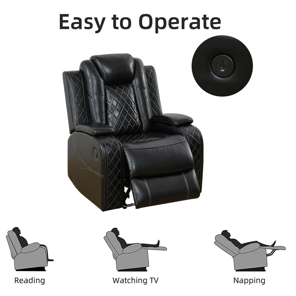 Power Reclining Sofa Set with LED Light, Leather Sectional Couch, Living Room Furniture Sets, Modern Power Recliner