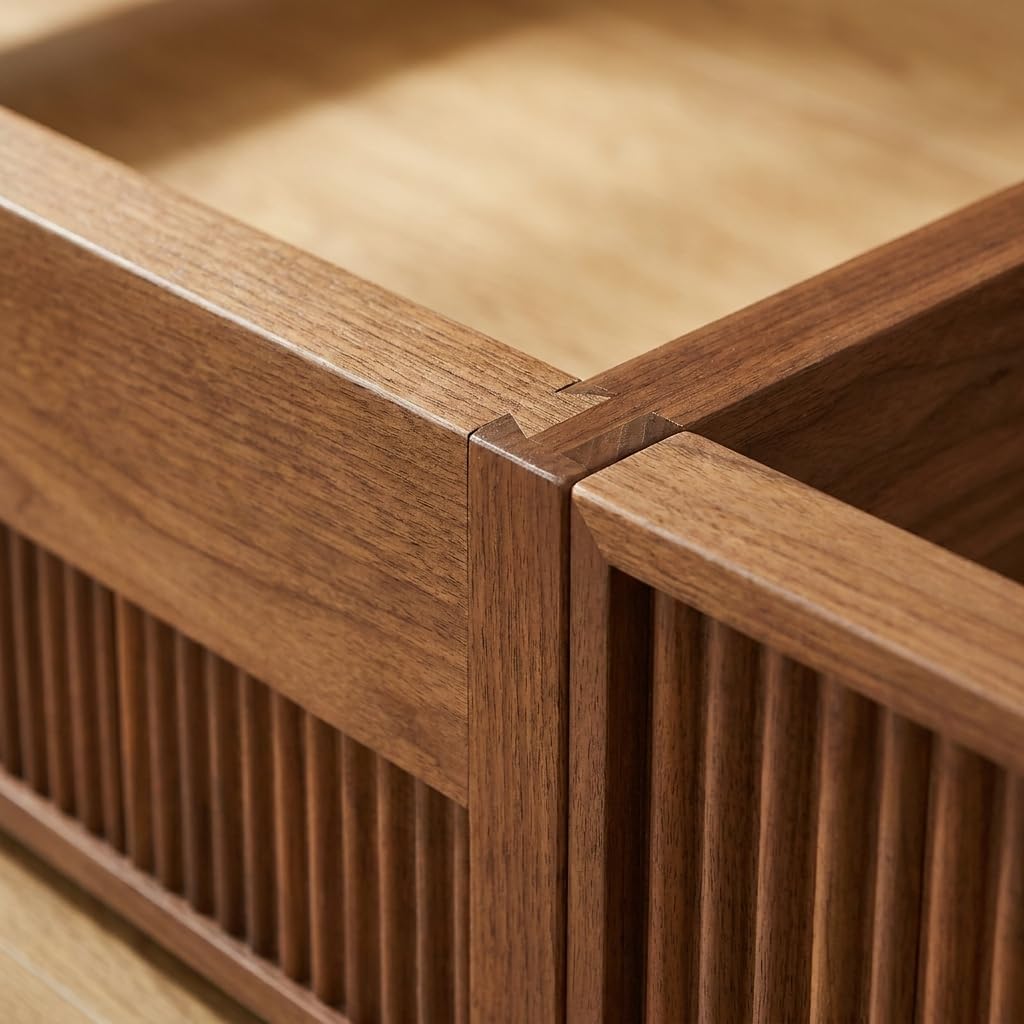 Solid Walnut Wood Platform Bed Frame King Size Japanese Joinery