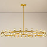 Modern Crystal Chandeliers 60in Large Brass Round Chandelier, Chandeliers for Dining Room, K9 Crystal Wagon Wheel Chandelier for Living Room,High Ceiling,Foyer,Entryway,Staircase(60xG4 Bulbs Included) A117-B0F7X93PDQ