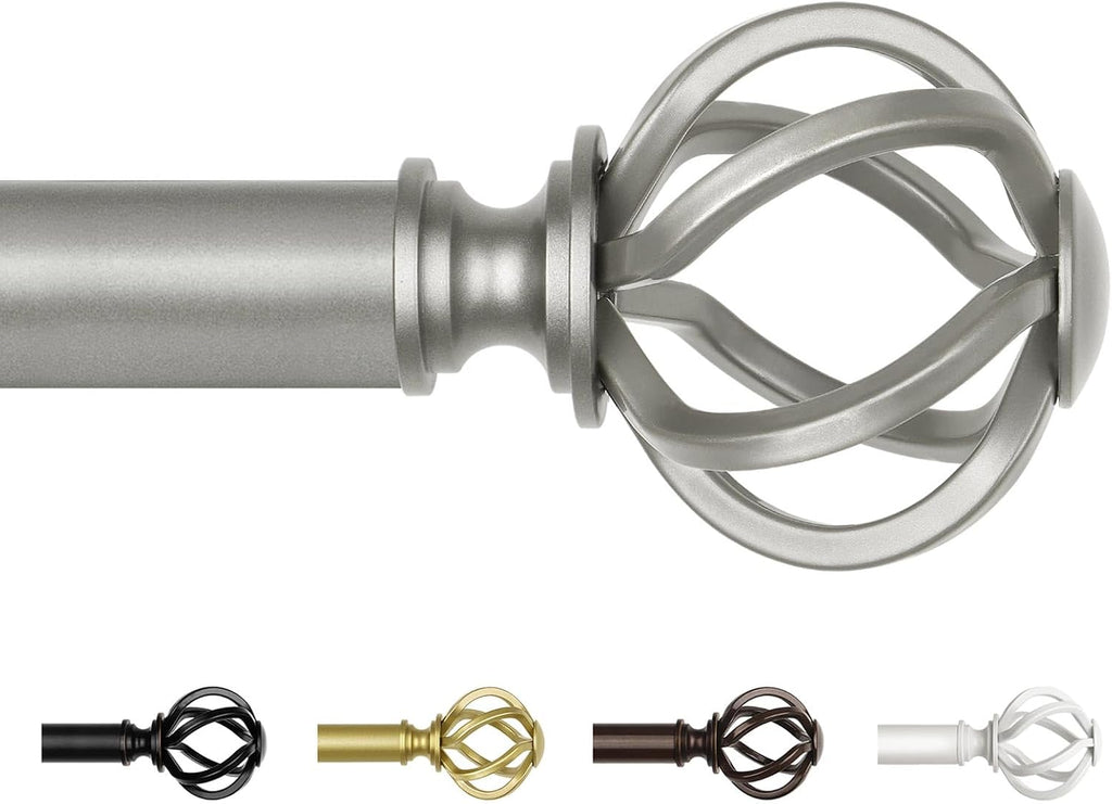 Antique Silver Curtain Rod, 7/8 Curtain Rods for Windows, Telescoping