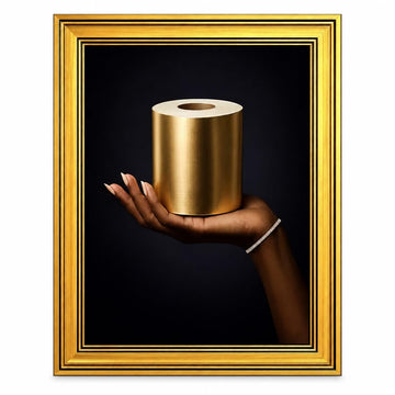Luxury Gold Toilet Paper Wall Art Framed Canvas Print Modern Bathroom Poster Elegant Picture Gallery Artwork