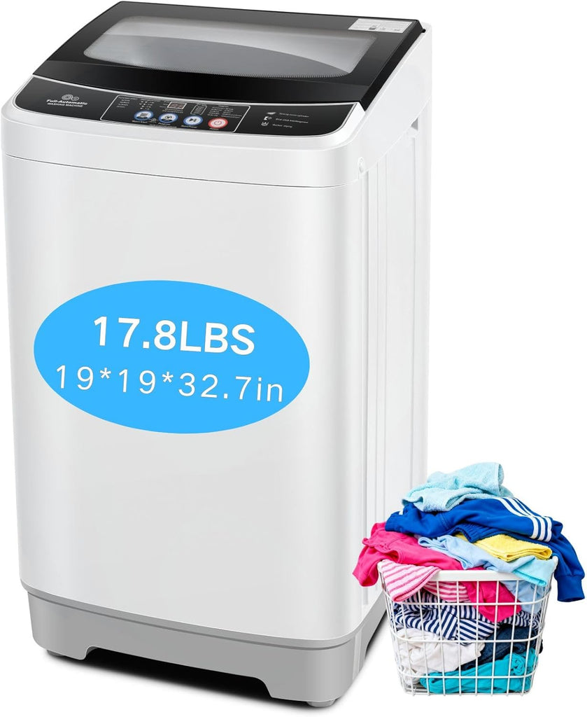 Portable Washing Machine, 17.8Lbs Capacity Full-Automatic Portable Washer, 2.4Cu.ft Washer and Dryer Combo with Drain