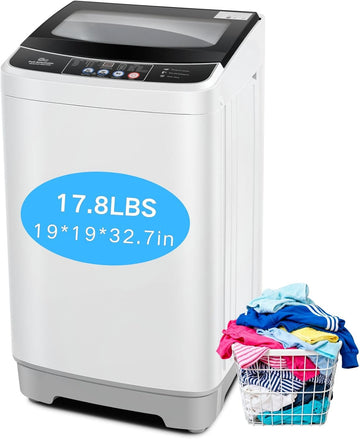 Portable Washing Machine, 17.8Lbs Capacity Full-Automatic Portable Washer, 2.4Cu.ft Washer and Dryer Combo with Drain