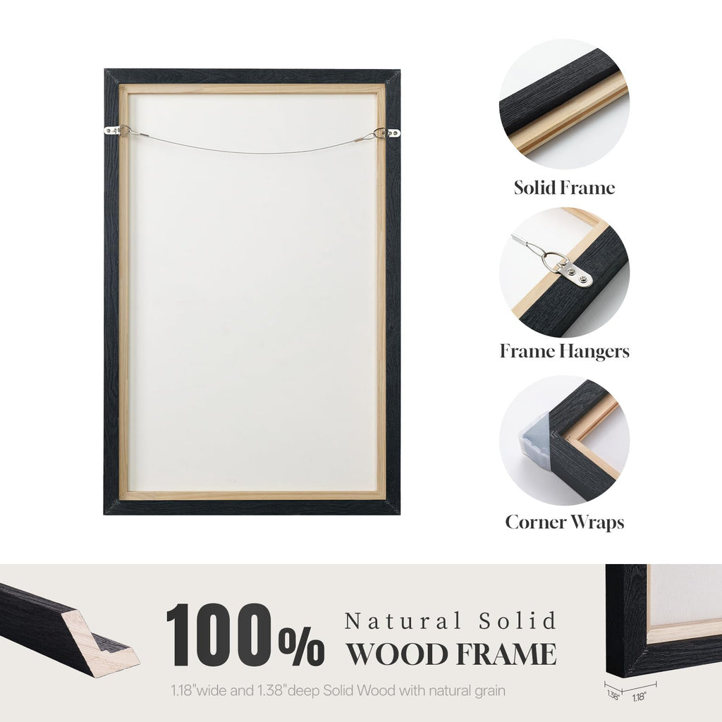 Large Framed Neutral Luxury Abstract Wall Art, 3 Piece Set, Each 20x30 In