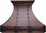 36 Inch Copper Range Hood Insert 4 Speed LED Lights, Baffle Filters