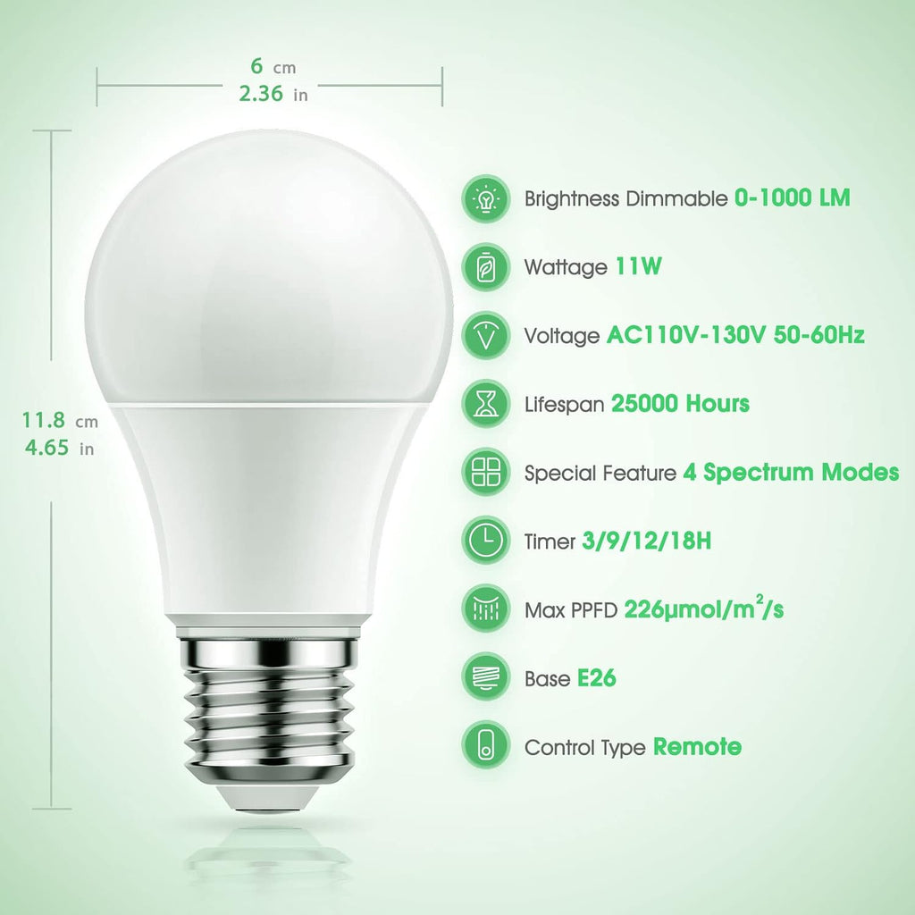 2 Pack Basic Grow Light Bulbs & 2 Pack Smart Grow Light Bulbs