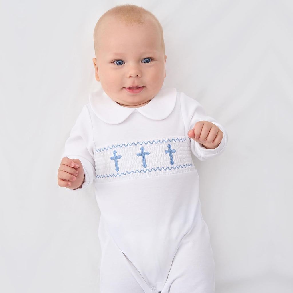 Baby Boy Baptism Outfit Cotton Romper
