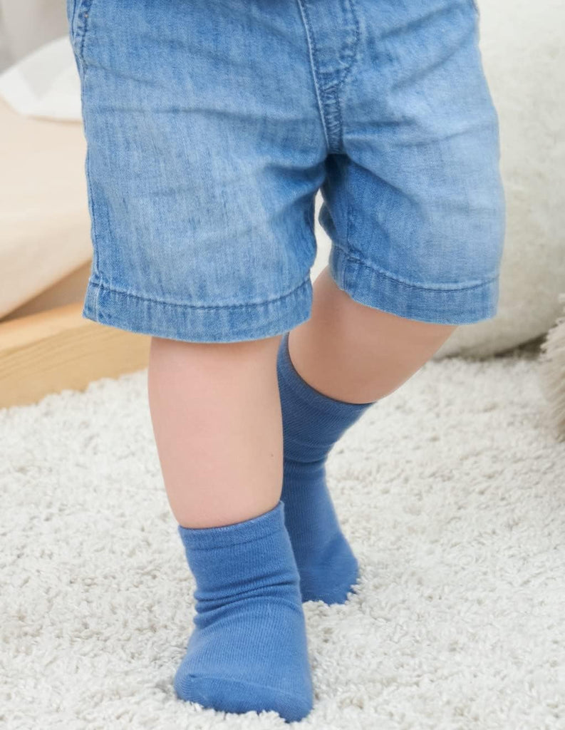 Baby Non Slip Grip Crew Socks with Anti Skid Soles for Infants Toddlers Kids Boys Girls