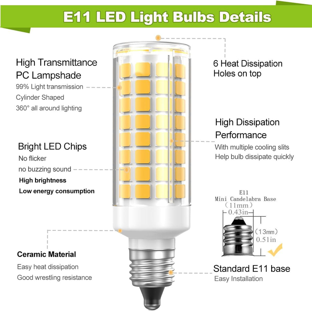 Dimmable E11 LED Light Bulbs 7W Equivalent to Halogen 75W 730LM