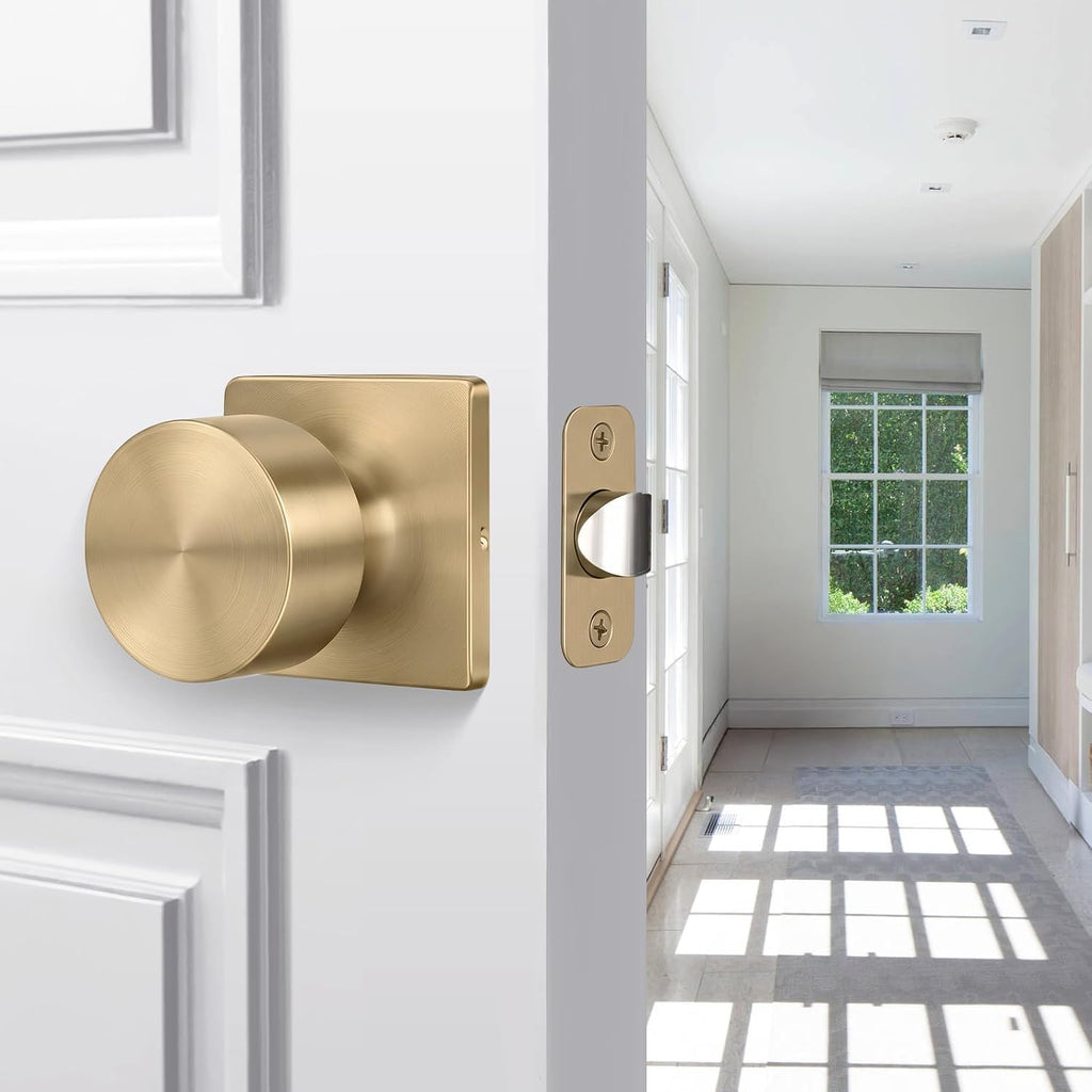 Champagne Bronze Closet Door Knobs, Passage Without Lock 6 Pack