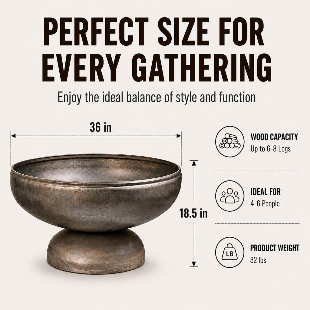 Liberty 36" Wood Burning Fire Pit Carbon Steel Outdoor Bowls