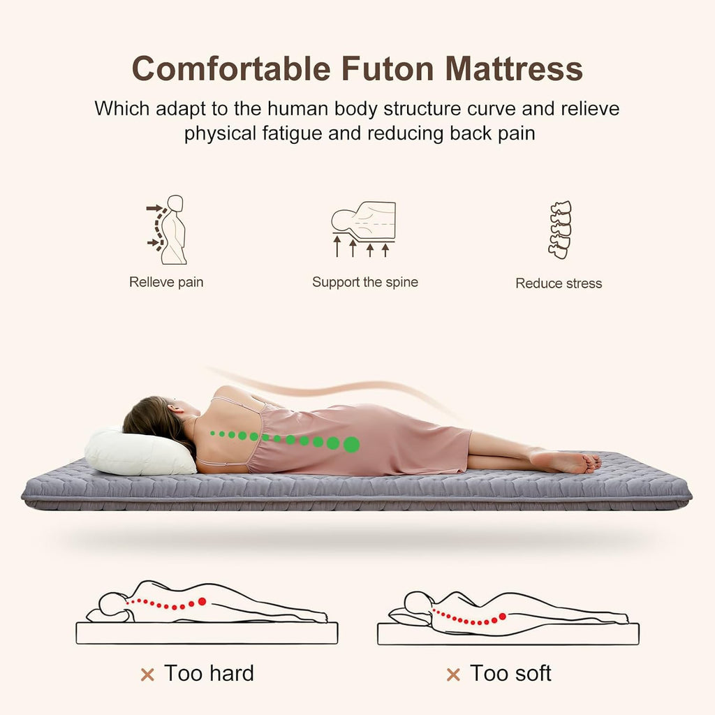 Premium Foam Japanese Futon Floor Mattress 54"x 80", 100% High Density Foam Comfortable Floor Mattress, 3.2"