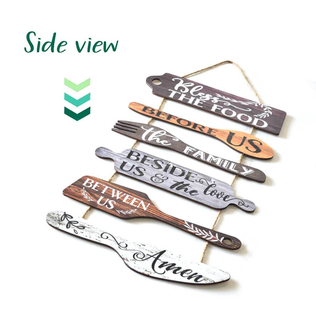 Bless the Food Before Us Farmhouse Kitchen Wall Sign 6pcs