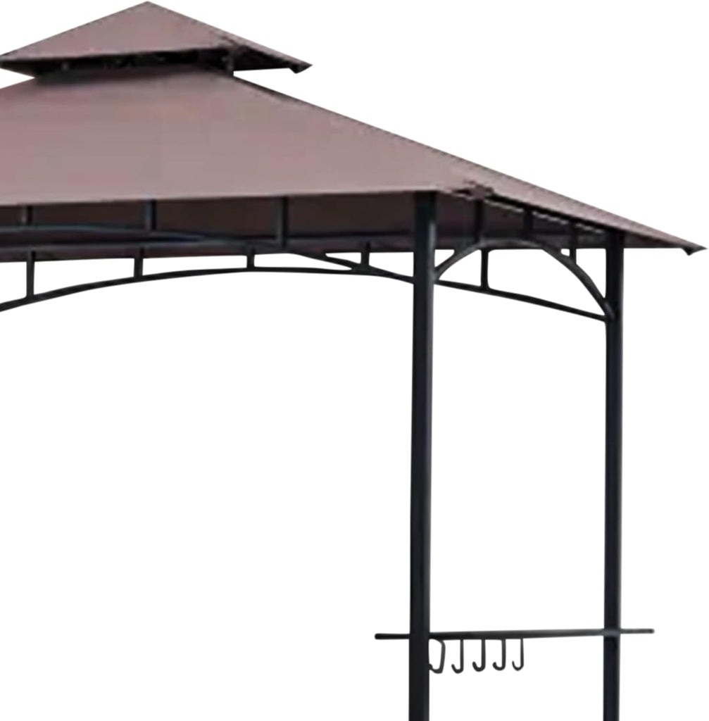 Four Seasons Courtyard BBQ Grill Gazebo with LED Lights, 2 Glass Shelves