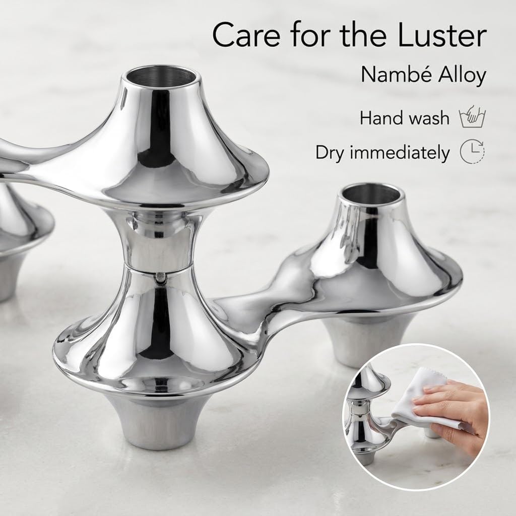 Cortina Hinged Candelabra | Metal Candle Holder for Six Candles | Silver Candlestick Holders for Taper Candles |